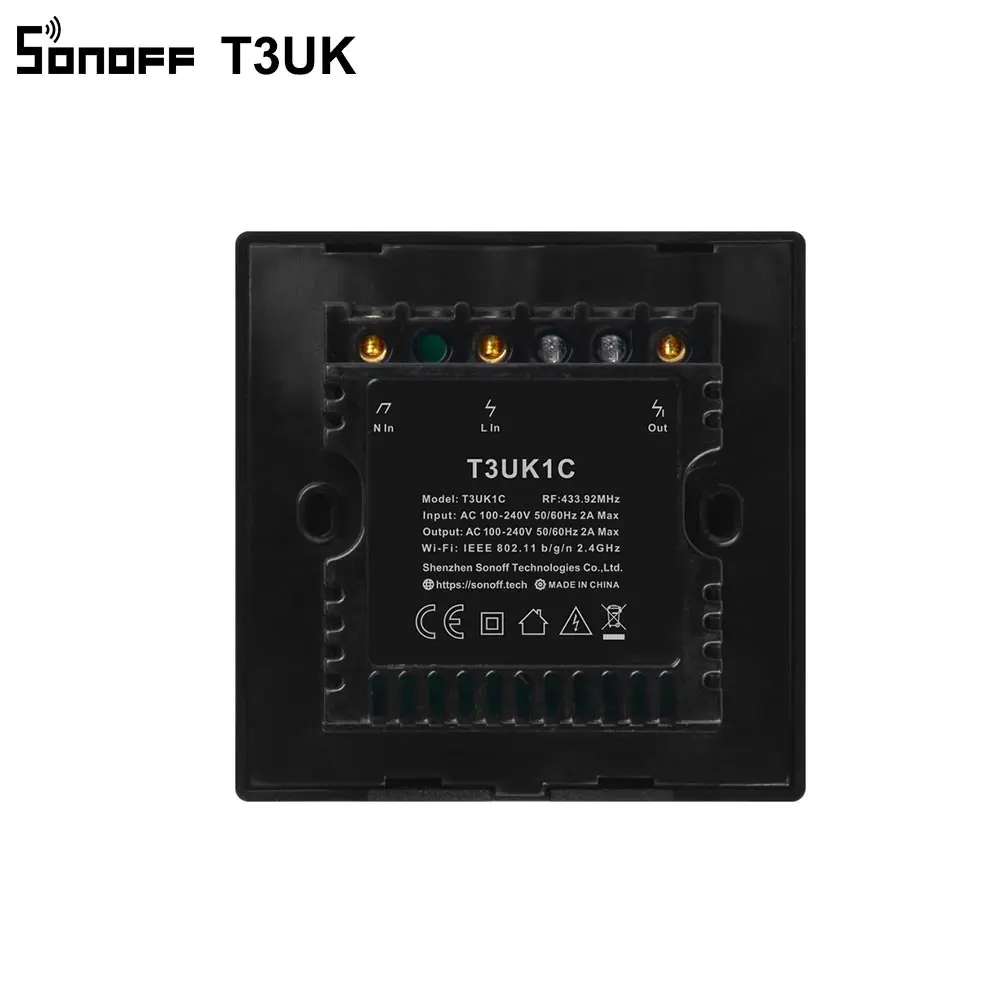 Интеллектуальный выключатель света SONOFF T3UK TX Smart Wi Fi настенный сенсорный Черный с