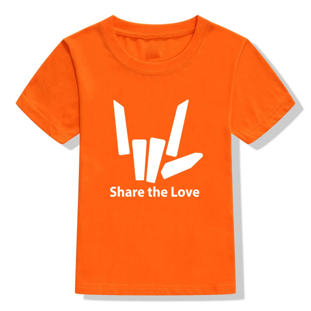 Новинка года; модные детские футболки с надписью «Share The Love»; футболка с короткими рукавами и круглым вырезом для мальчиков; модные мягкие футболки в уличном стиле для девочек