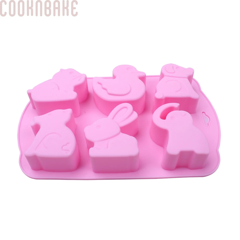 COOKNBAKE силиконовая формочка в виде животного для торта кондитерские изделия 6 полости Шоколадные конфеты Желе Плесень Медведь Кролик Печенье Торт Украшение Инструмент