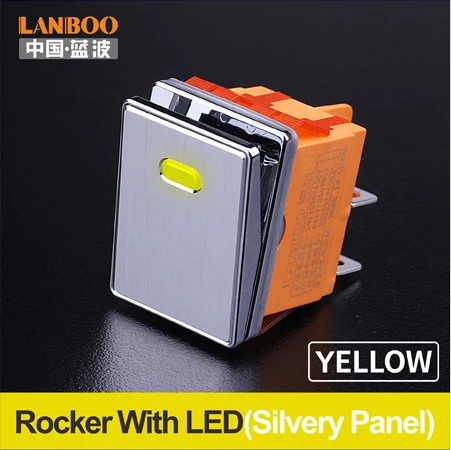 Yellow(Silvery Panel LANBOO 16A250VAC DPDT Высококачественная алюминиевая панель Водонепроницаемый кулисный переключатель - Цвет: Yellow(Silvery Panel