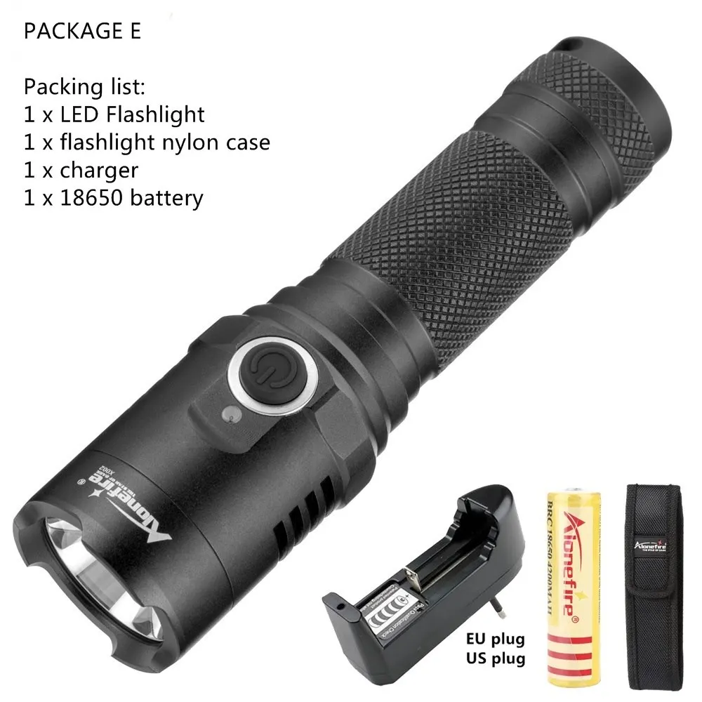 PACKAGE E AloneFire X002 ультра яркий Мощный светодиодный фонарик xml t6 светодиодный тактический фонарь для аккумулятора 18650 - Испускаемый цвет: PACKAGE E