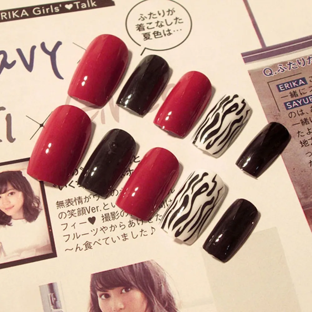 Накладные ногти для невесты 24 шт./компл. кремовые телесные черные красные милые