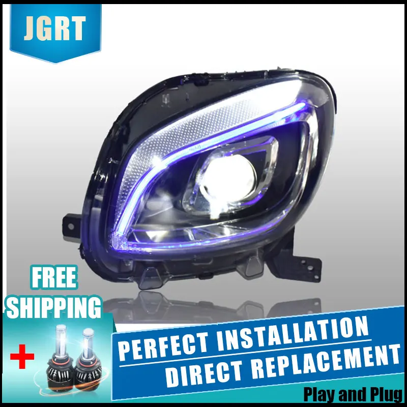 2PCS LED Headlights For Benz smart 2015-2018 Car Led Lights Double Xenon Lens Accessories Daytime Running Fog | Автомобили и