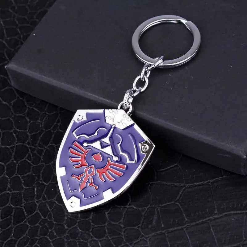 The Legend of Zelda Cosplay Keychain Metal Alloy Shield Enamel Car Key Ring Holder Accessories Props Gift