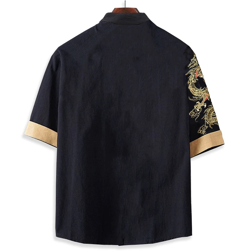 Рубашка с коротким рукавом в китайском стиле 7XL 8XL 9XL 160 см Льняная мужская рубашка