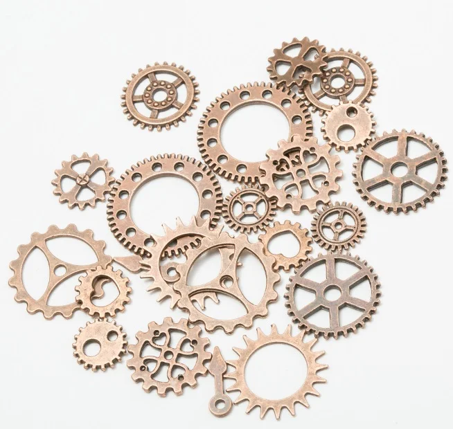 Antique bronze 100 г металлический сплав смешанные Cogs шестерни брелоки в стиле стимпанк для подвески украшения античный серебряный золотой и розовое золото цвет - Цвет: Antique bronze