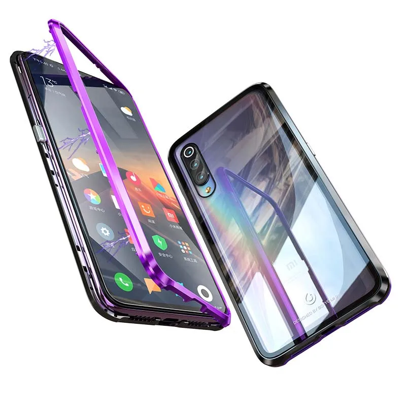 

Magneto Magnetic Adsorption Metal Case for Xiaomi Mi 9 Cases Transparent Clear Glass Cover for Xiaomi 9 Case + hydrogel film Mi9
