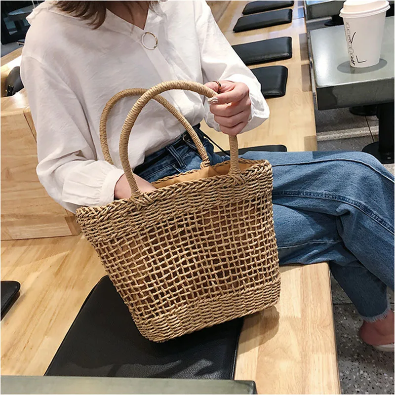 Женские сумочки Sac A Main с травой тканый стиль полый дизайн корзина пляж праздник