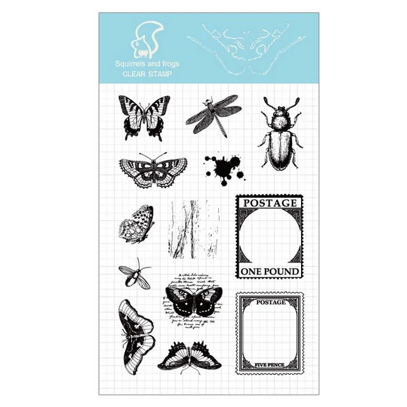 vintage plant insect transparent silicone clear stamp for scrapbooking album DIY craft decoration rubber stationery | Канцтовары для