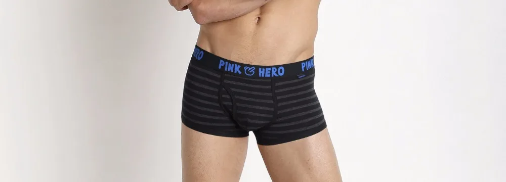 Горячая Распродажа: 5 шт./лот Pink Heroes высокого качества нижнее белье из хлопка, Для мужчин шорты-боксеры Классический Полосатый мужской нижнее белье удобные U-сумка