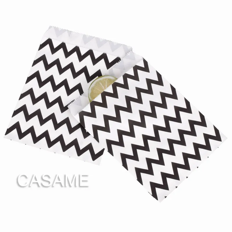 Black Chevron 13x18 Рекламные бумажные пакеты красочные шеврон лакомство Ремесло бумажные пищевые безопасные сумки вечерние сувениры лучшие подарочные пакеты для гостей - Цвет: Black Chevron 13x18