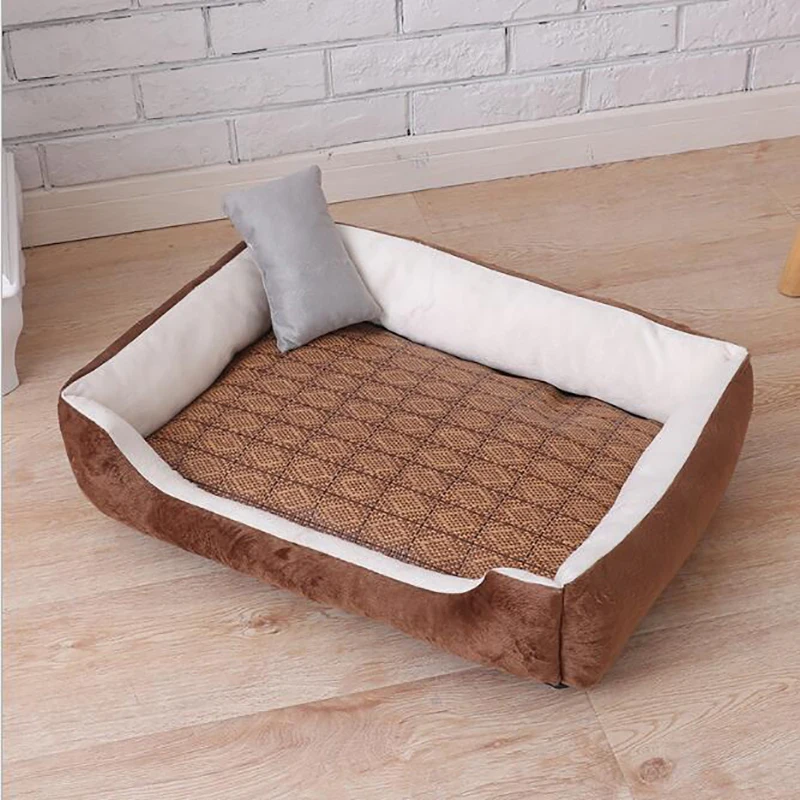 

Soft Fleece Cartoon Pet Dog Bed Breathable Cotton Large Breed Dog Beds For Labrador Golden Cushion Bone Retriever Summer Dog Mat