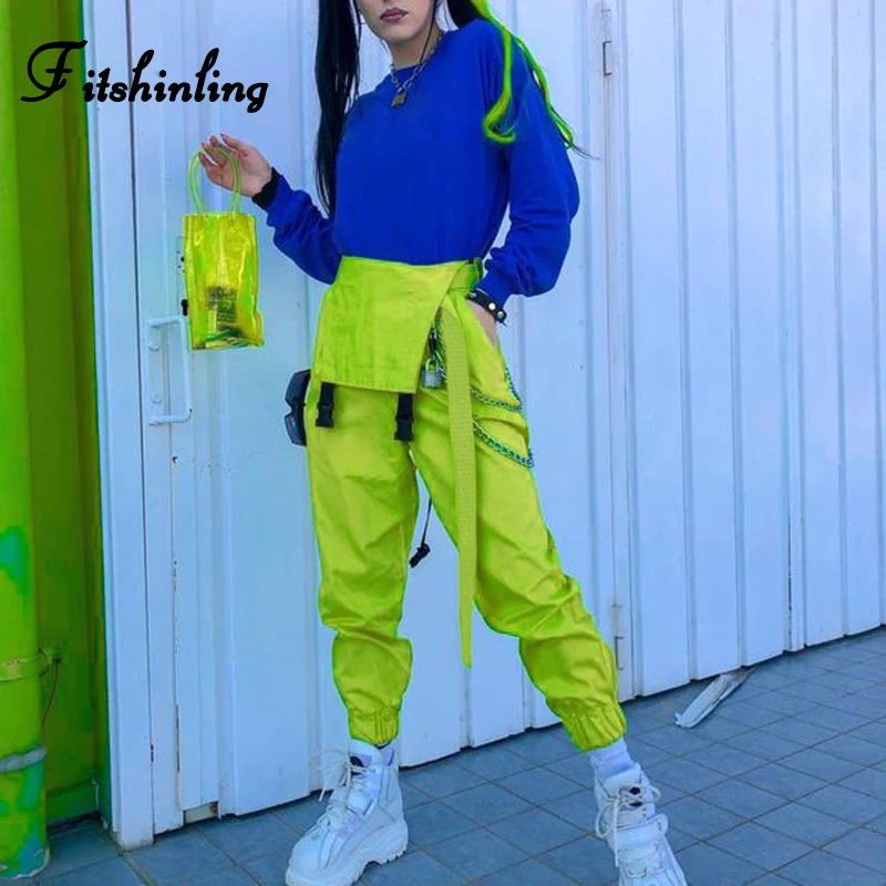 Женский флуоресцентный комбинезон Fitshinling неоново-зеленый летний