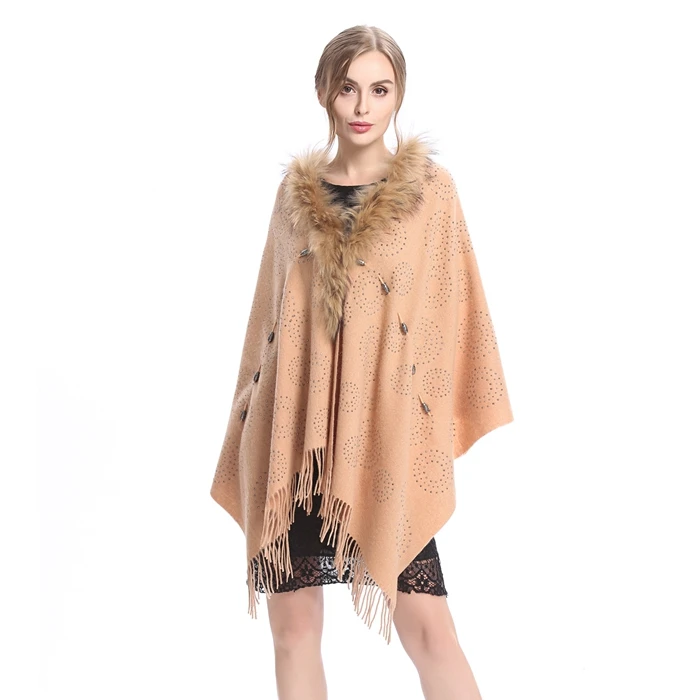 Dark Camel ZY87058 новое поступление Сексуальная женская и Женская Зимняя шерстяная модная пашминовая шаль из натурального меха енота женская меховая шаль - Цвет: Dark Camel