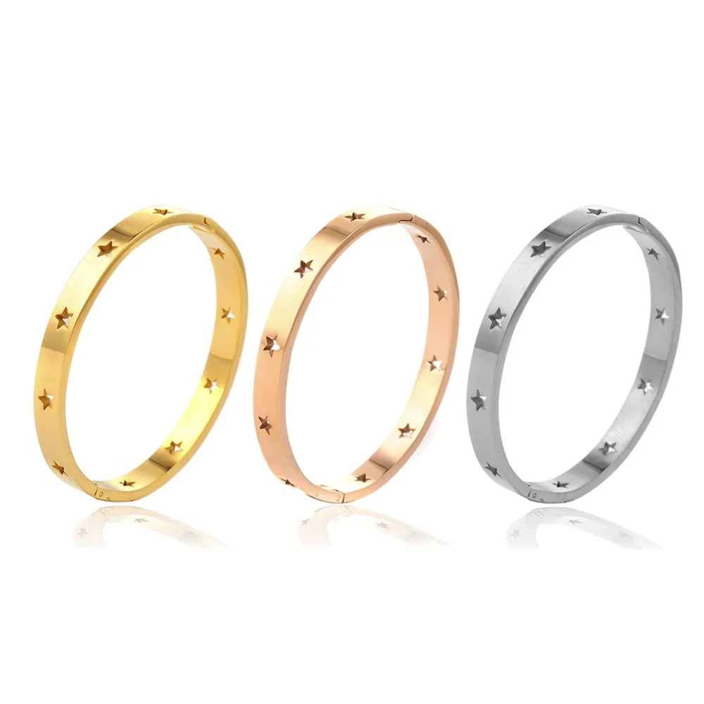 

Роскошные Pulseiras Feminina пентаграмма полые манжеты из нержавеющей стали браслеты браслет для женщин браслет бижутерия ювелирные изделия