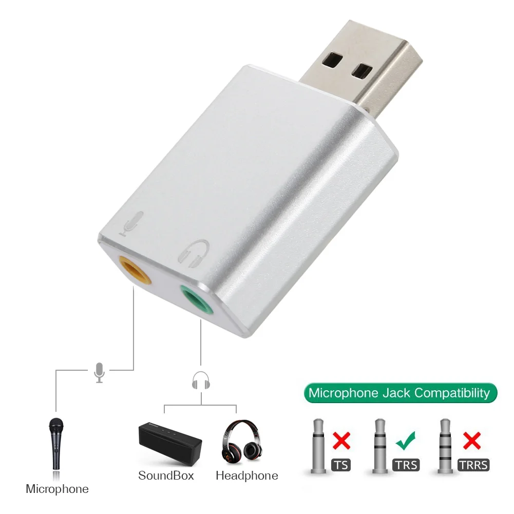 

Внешняя звуковая карта USB Etmakit, Звук Hi-Fi Magic Voice 7,1 канала, вход для микрофона и аудиовыхода