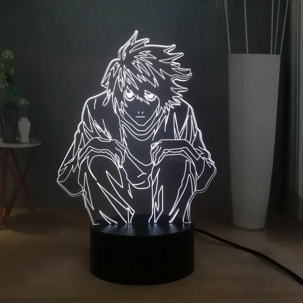 Death Note Janpanese Comic 3D иллюзия Настольный светильник Ryuuzaki USB переключатель