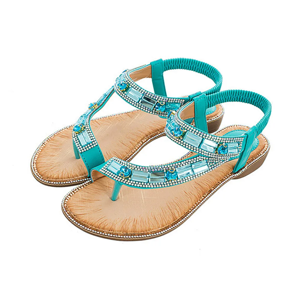 Сандалии SAGACE женские с эластичным ремешком богемные пляжные туфли кристаллами