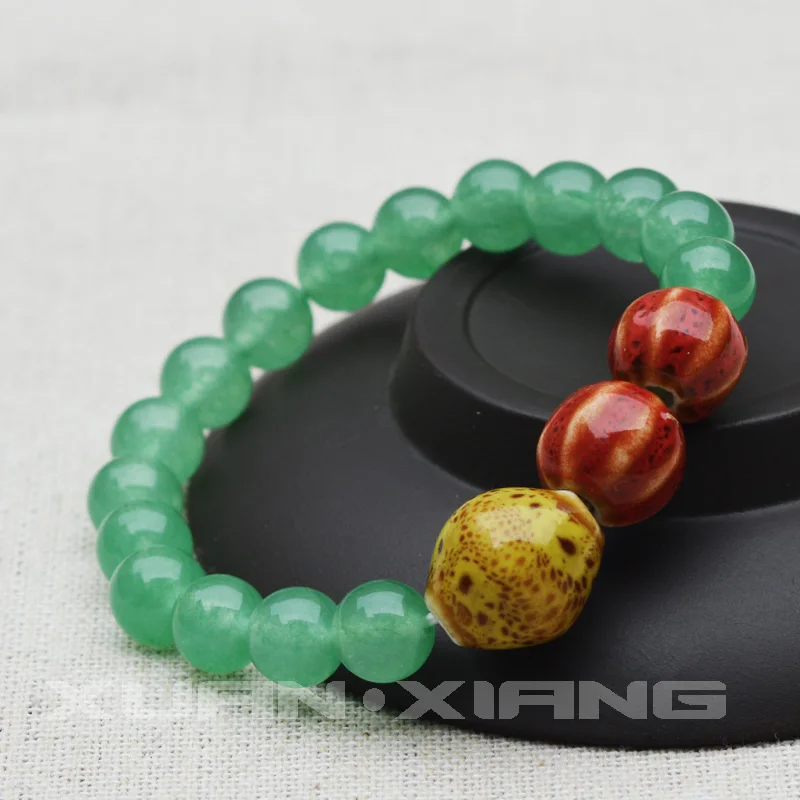 Хит продаж женские браслеты зеленые с круглыми бусинами из керамических бусин 2018