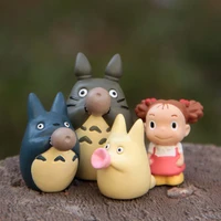 4pcslot my neighbor boast totoro mei wood pvc action figure collection model toy micro landscape