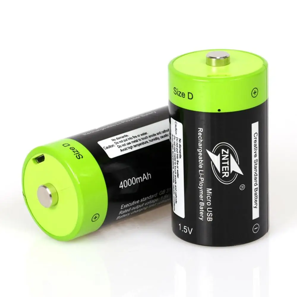 2pcs ZNTER 1,5 V 4000mAh батарея микро USB перезаряжаемые батареи D Lipo LR20 батарея для RC камеры Дрон аксессуары - Цвет: 2pcs