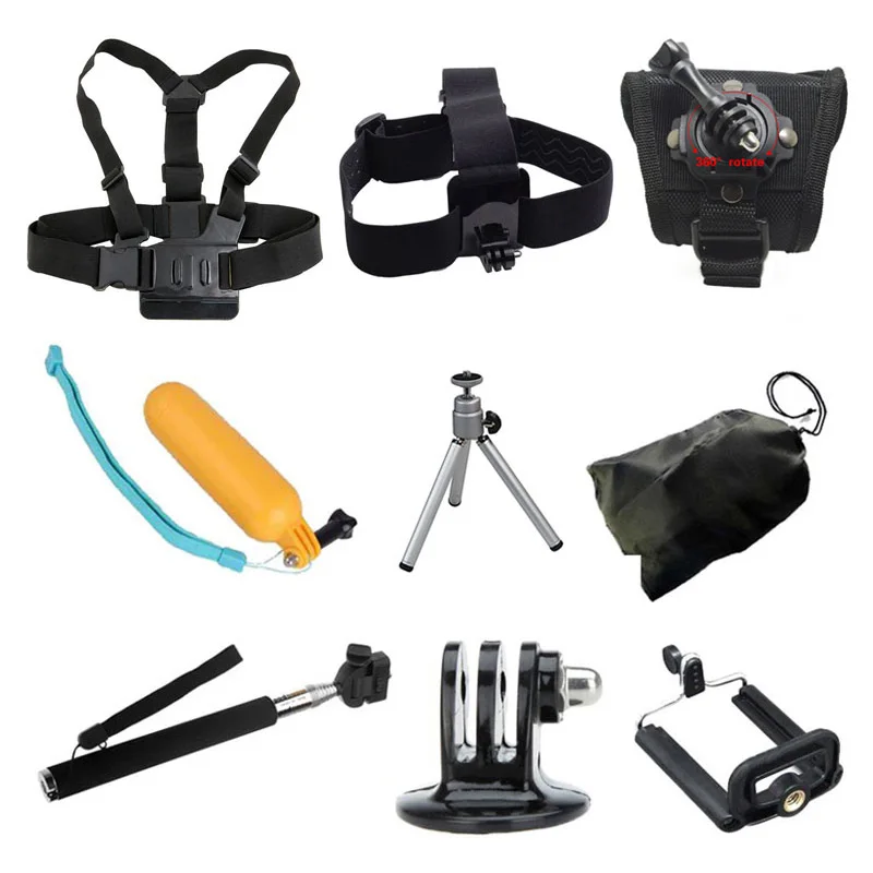 Набор аксессуаров для Gopro, монопод, нагрудный ремень, плавающий поплавок для экшн-камеры Yi SJCAM SJ4000 SJ5000X Elite eken H9 Cam