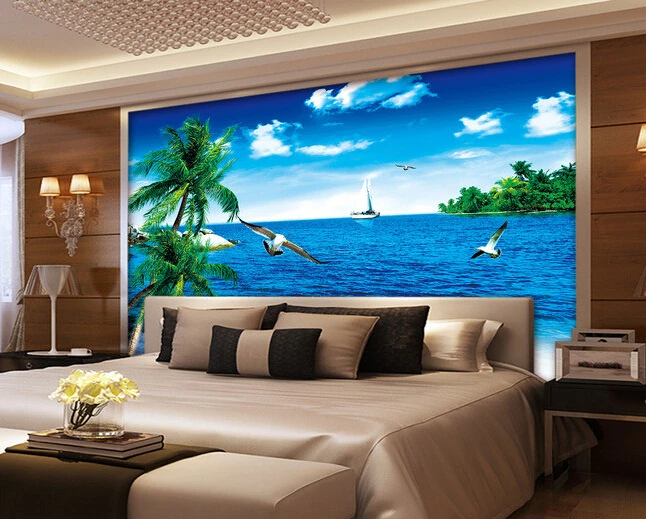 Обои на заказ с изображением пейзажа голубое небо и белые облака морские