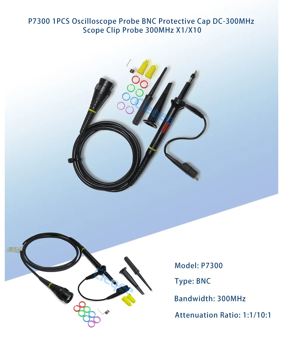 Cleqee P7300 1 шт. осциллограф зонд 300 МГц BNC защитный колпачок прицел зонд X1/X10 DC-300MHz