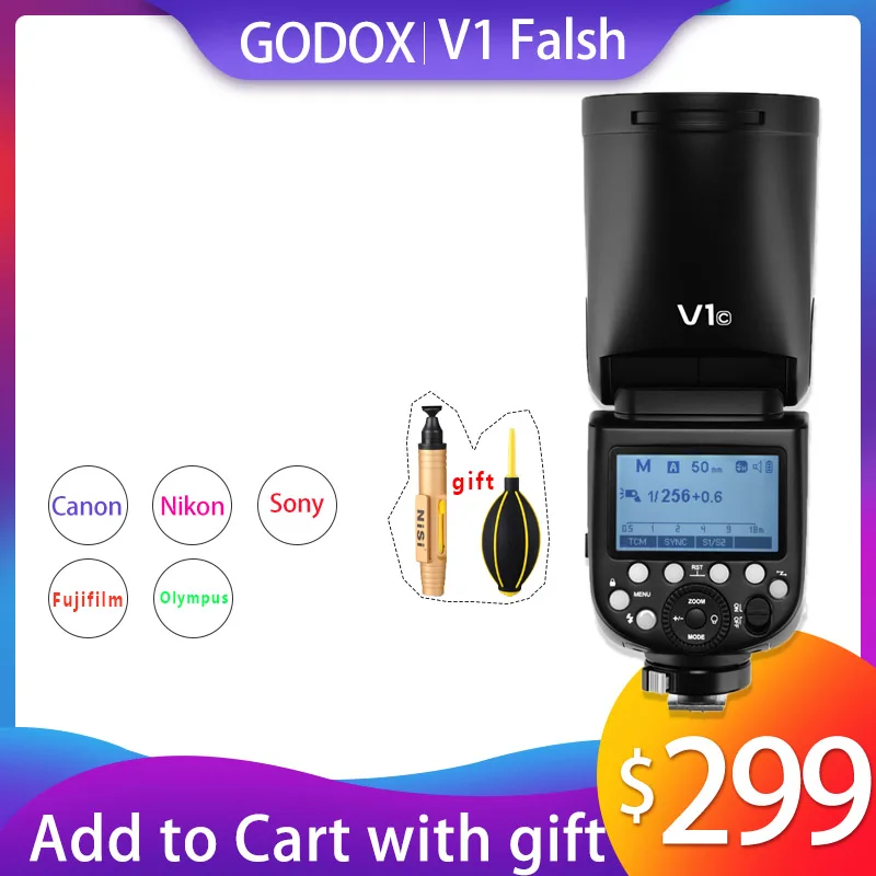 Godox V1 вспышка Speedlight для sony Canon Nikon Fujifilm Olympus sony вспышка камеры фонарик ttl Speedlite литий-ионная батарея - Цвет: Godox V1