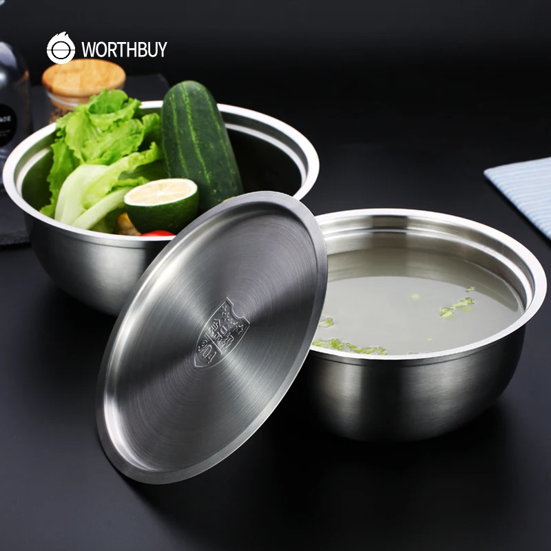 WORTHBUY китайская миска для супа из нержавеющей стали 304 кухонная фруктовая овощная
