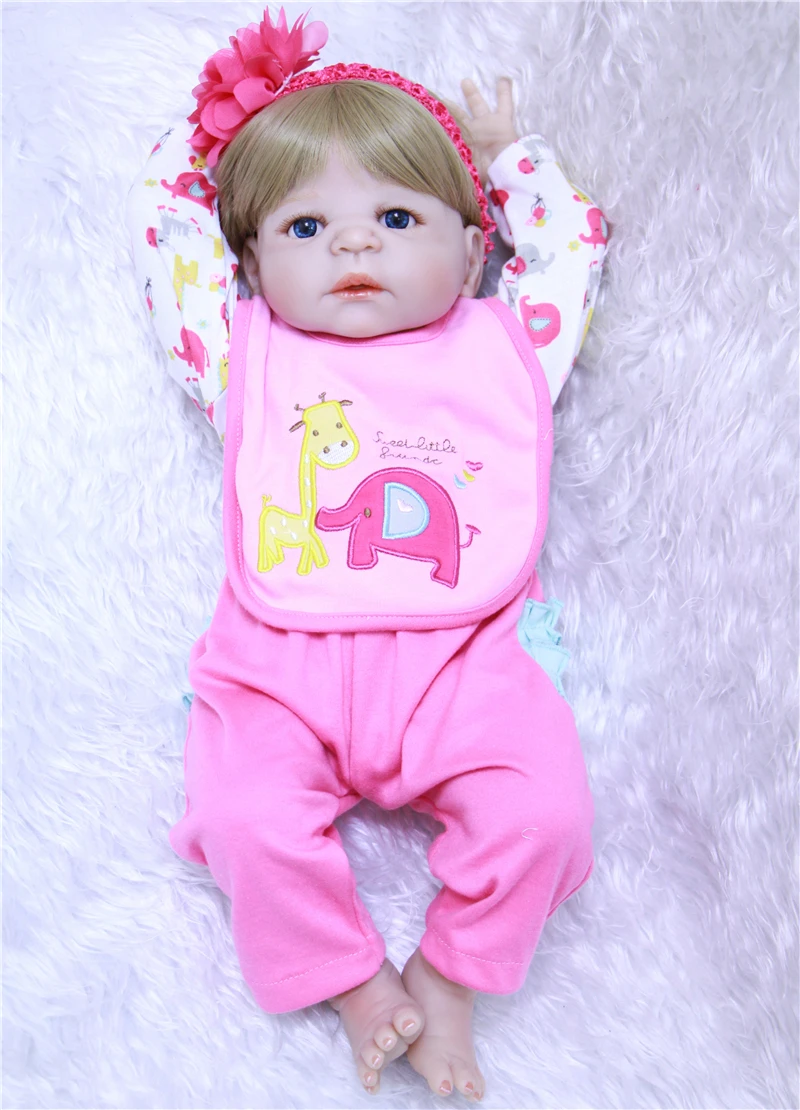 

22" full silicone dolls reborn can enter water with pacifier bottle newborn baby doll reborn doll bebe real reborn bonecas