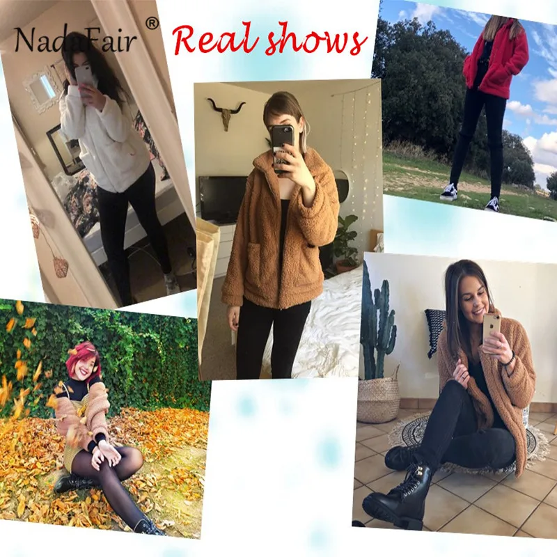 Толстая зимняя флисовая куртка Nadafair искусственный мех пальто женское осеннее