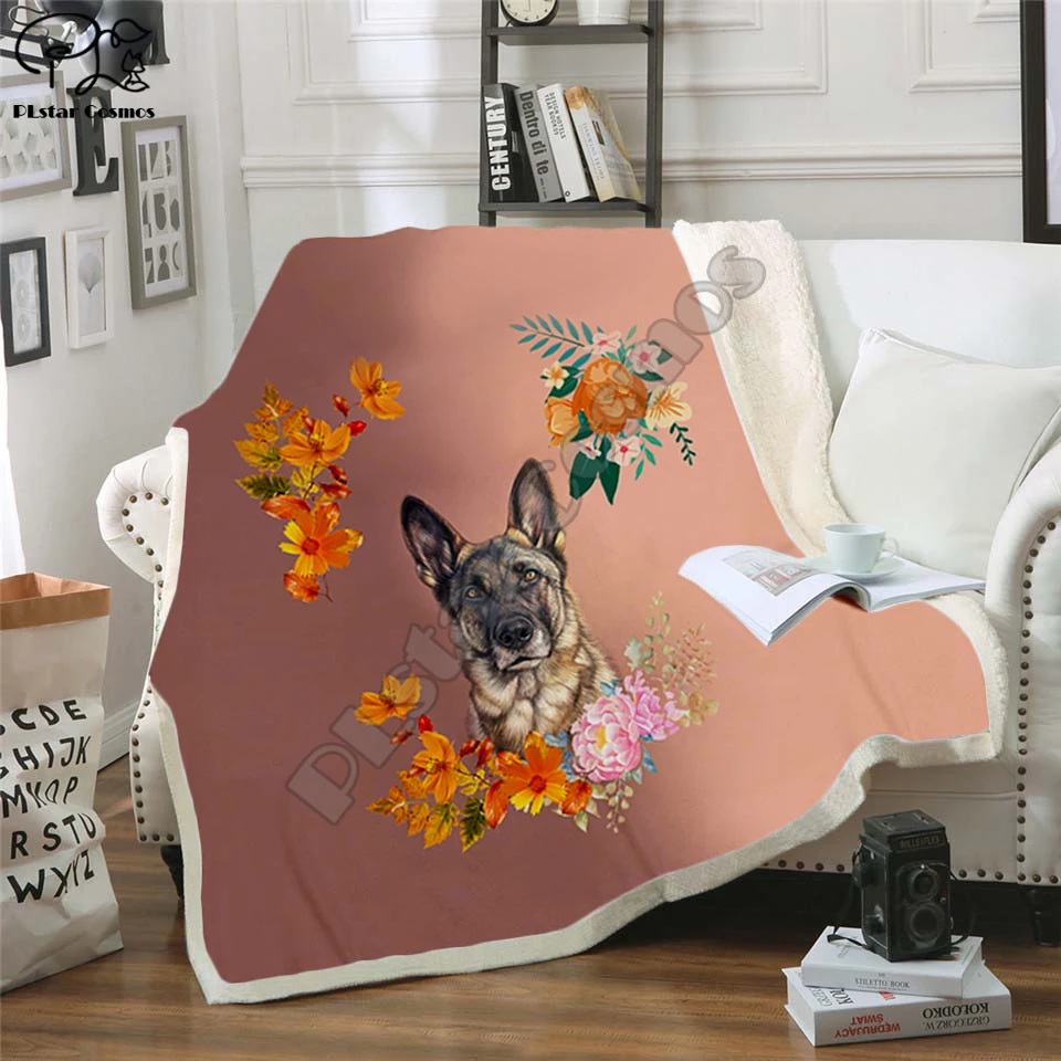 

Plstar Cosmos Pet dog flower puppy funny character Blanket 3D print Sherpa Blanket on Bed Home Textiles Dreamlike style-6