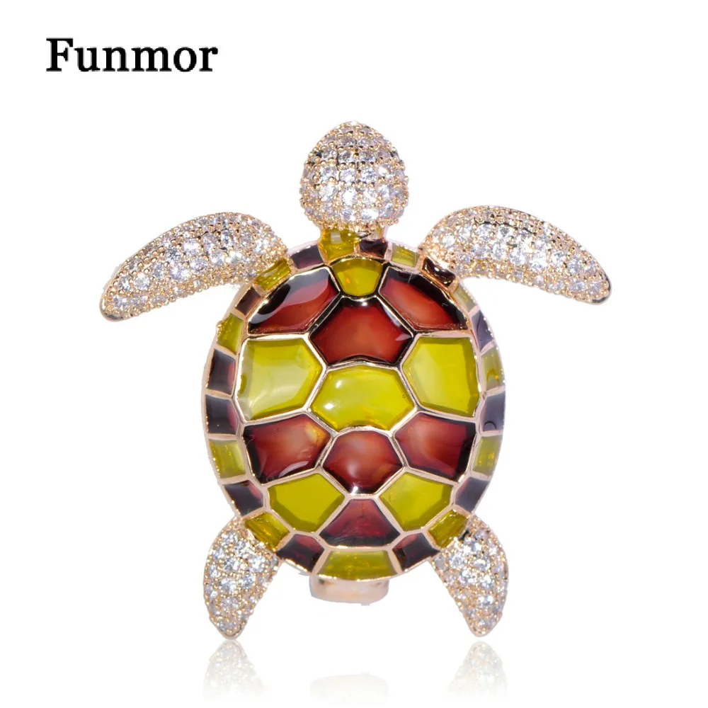FUNMOR микро инкрустация CZ Циркон Черепаха Форма Брошь эмаль животное медь Броши для женщин значок платье аксессуары шарф Пряжка