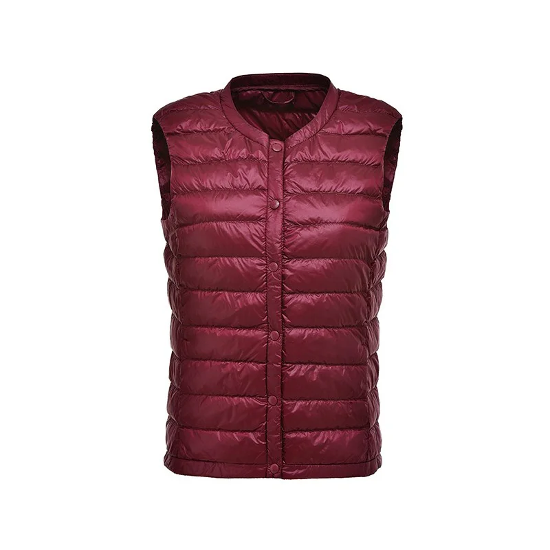 Fitaylor New Ultra Light 90% White Duck Down Women Vest Coat Sleeveless Jacket Autumn Winter Round Collar | Женские пуховики