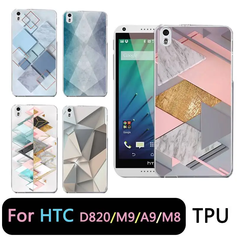 Qmswei ТПУ прозрачный чехол для телефона htc M8 тиснение мягкая сетка Треугольники