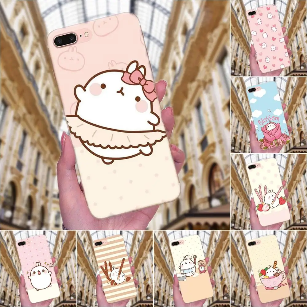 Симпатичная кавайная коробка картофель и кролики Molang для Samsung Galaxy Note 5 8 9 S3 S4 S5 S6 S7 S8