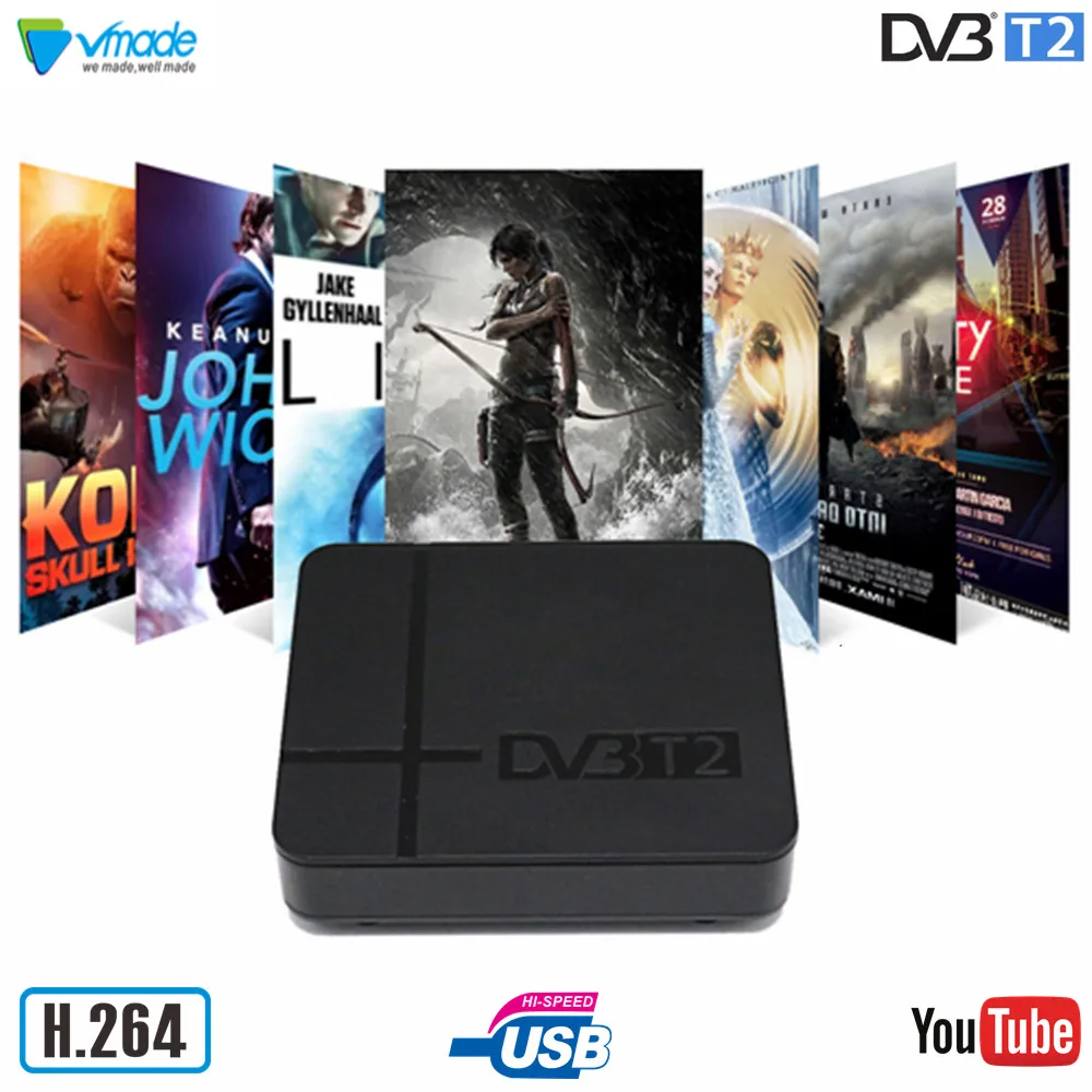 Vmade DVB-T2 эфирный ТВ-приемник DVB-T полностью HD 1080P цифровой ТВ-тюнер H.264 MPEG4 Поддержка Youtube PVR wifi мини-приставка