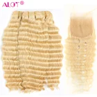 Пряди блонд с крупными волнами из Малайзии, 613 волнистые пряди волос с застежкой, 100% натуральные волосы для наращивания