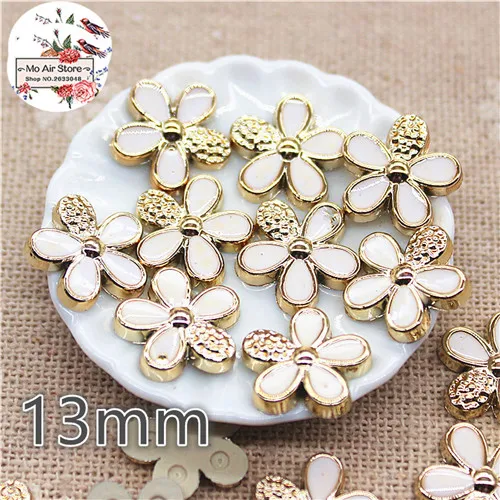 white 50pcs 50 шт. 13 мм Цветочные пуговицы для дома и сада ремесла Кабошон Скрапбукинг DIY аксессуары - Цвет: white 50pcs