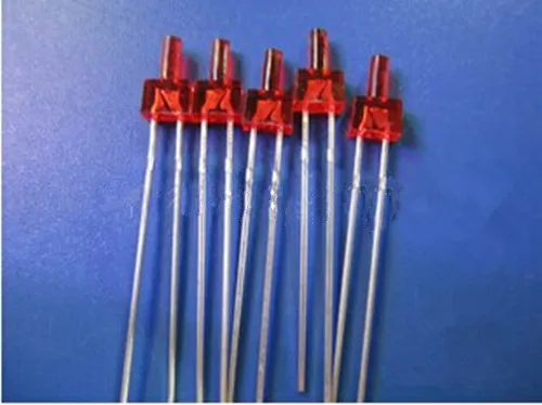 DIP светодиодная лампа длинные ножки башня пакет красный 2 мм плоский верх LED