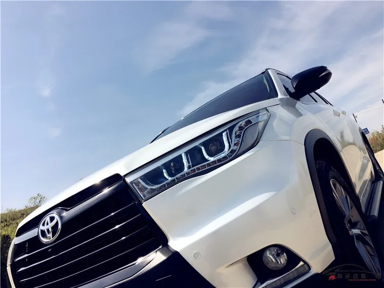 Автомобильный стильный головной фонарь для фары Toyota Highlander светодиодный фонарь двойной U светодиодный drl H7 hid Биксеноновые линзы ближнего света