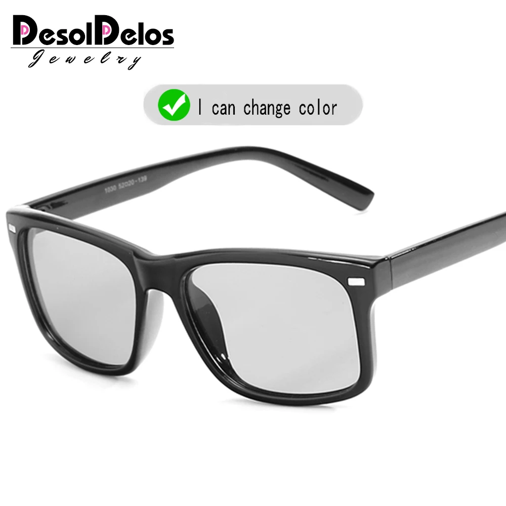 B1030bright black Новинка, HD очки для вождения, маленькие линзы, поляризационные, фотохромные солнцезащитные очки для мужчин, хамелеон, очки для женщин, солнцезащитные очки, oculos de sol masculino - Цвет линз: B1030bright black