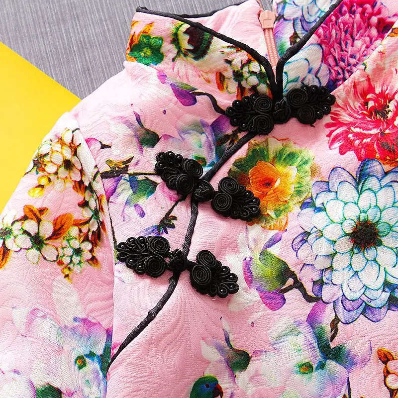 Новые весенние платья для маленьких девочек Детские китайские Ципао подарок на