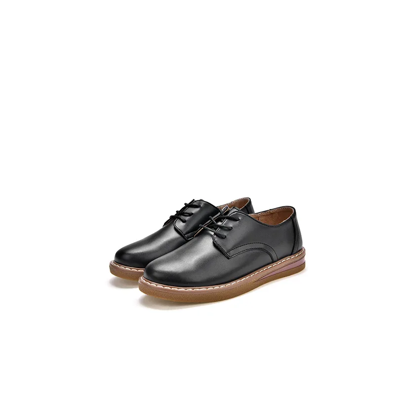 Black Shoes Ariari/Женская обувь на плоской подошве; Новинка; Туфли-оксфорды в британском стиле; Женская Весенняя повседневная обувь из мягкой кожи; женская обувь на плоской подошве со шнуровкой в стиле ретро - Цвет: Black Shoes