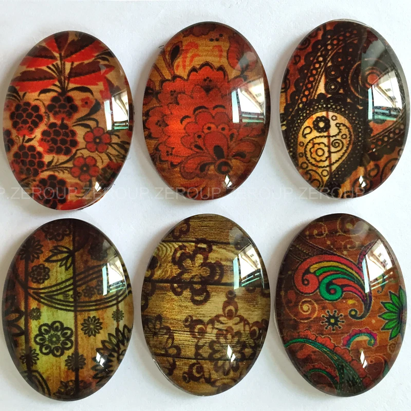 

Oval glass cabochon decorative pictures mixed pattern fit base setting for jewelry embellishment flatback 50pcs/lot TP-065-O