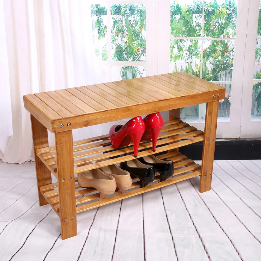 Бамбуковая полка для обуви 2 уровневый органайзер обуви|shoe holder|bamboo shoe rackshoe shelf rack |