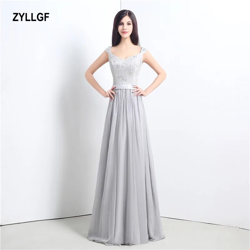 ZYLLGF 2017 New Arrival Fashion Grey Satin A-line V-neck Lace Up Floor-Length Long Dress Evening GS157 | Свадьбы и торжества
