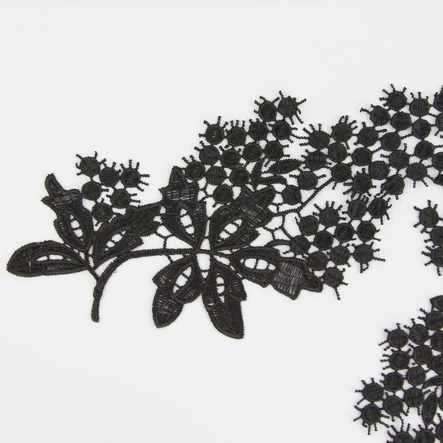 1 пара новая черная красивая вышитая полиэфирная аппликация с кружевной отделкой