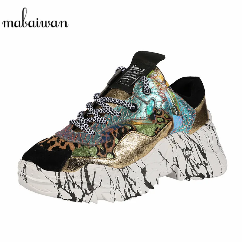 Mabaiwan New Autumn Casual Women Shoes Breathable Platform Creepers Espadrilles Sport Sneakers Fashion Leather Tenis Flats | Обувь